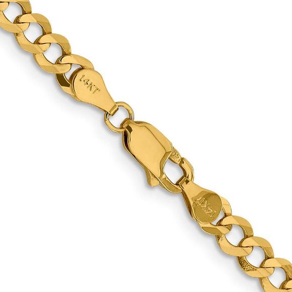 4.75mm 14K Yellow Gold Solid Light Flat Curb Chain Necklace, 16 Inch - Picture 4 of 7